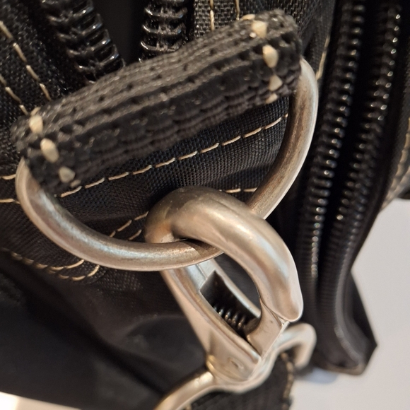 Vintage 90s Rare Guess Black Canvas Book Bag/Laptop Shoulder Bag OS - Picture 6 of 15